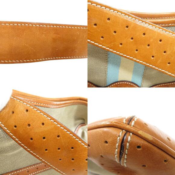 Gucci Logo Handbag Canvas Calf Leather - Picture 9 of 10